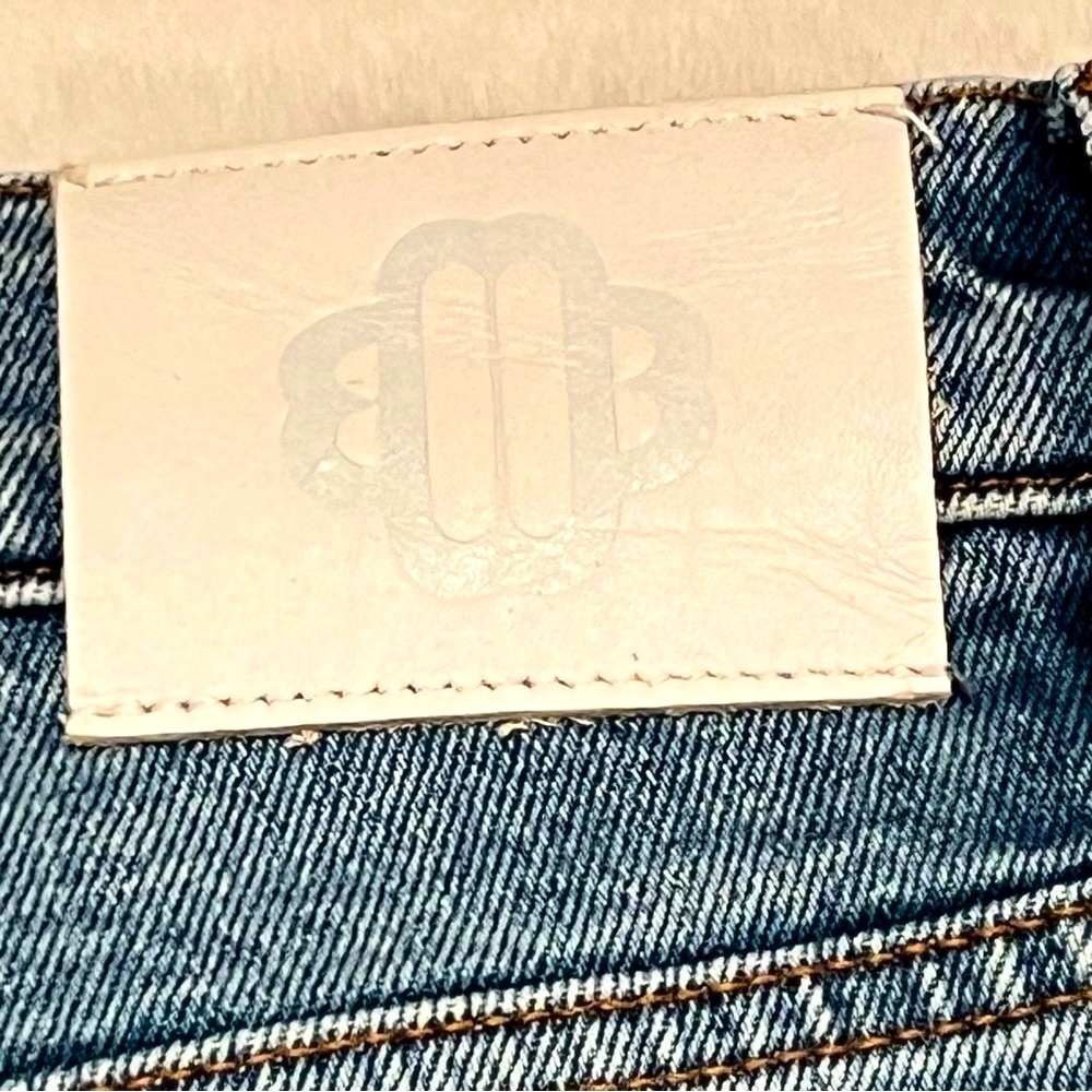 NWT Maje Pagody Crystal Embellished Straight Leg Stretch Denim Button Fly Jeans - Picture 9 of 16